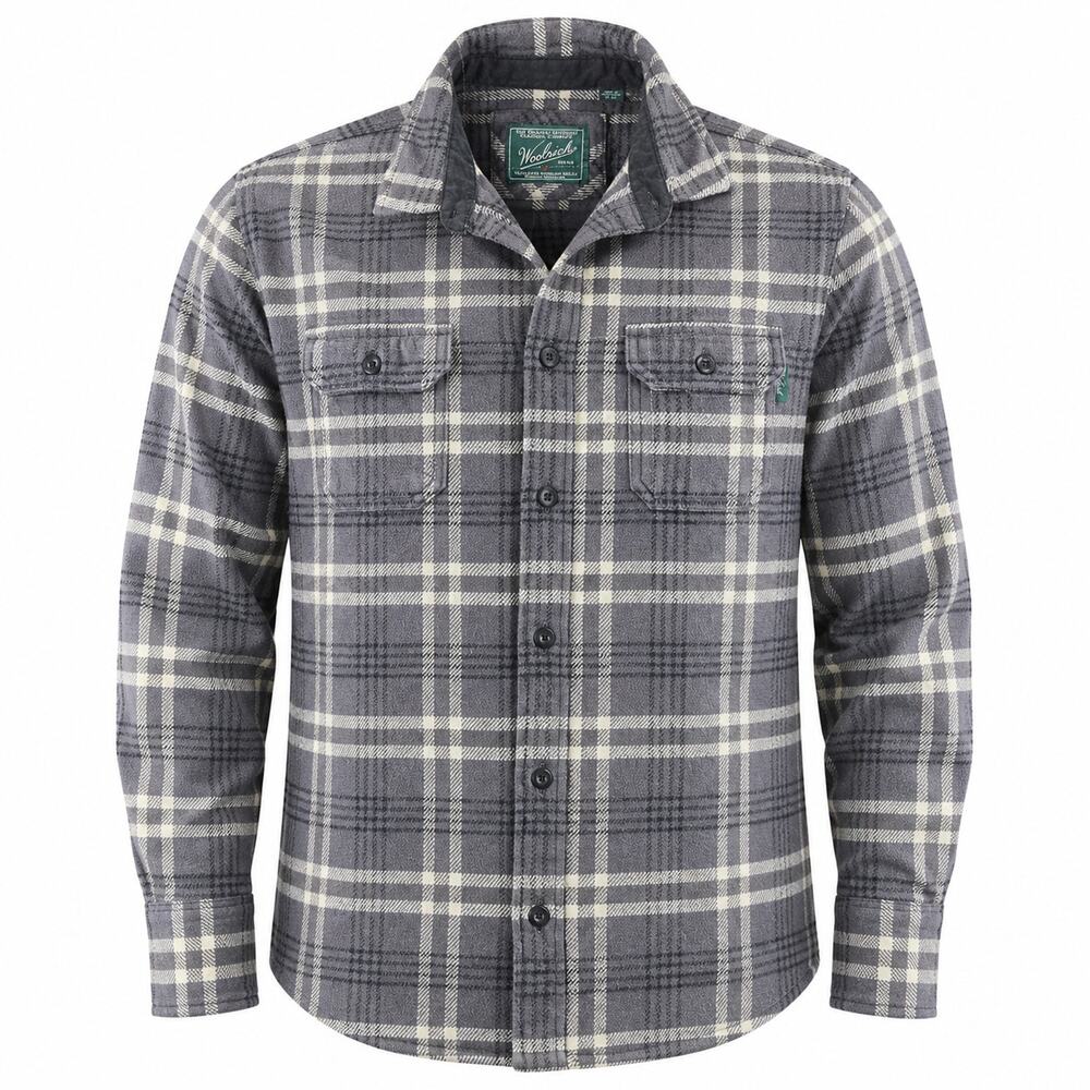 Woolrich Brawny Flannel Shirt Jacket Mens XL Plaid Shacket Brushed Cotton